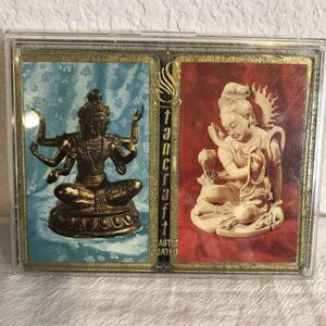 Vintage STANCRAFT Playing Cards Hindu Design Glitter Case EUC